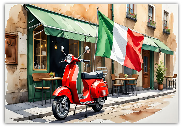 Classic röd scooter Poster