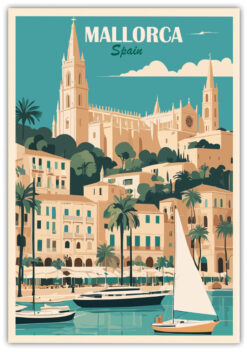 Mallorca resedestination i retro stil poster