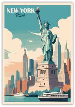 New York resedestination i retro stil poster