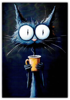 Katt som luktar på coffee 30x40cm med ram - Bild 2