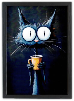 Katt som luktar på coffee 30x40cm med ram - Bild 3