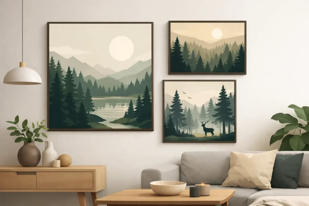 Skog posters i skandinavisk stil hemma