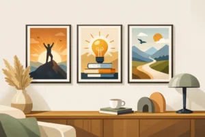 Posters med citat som ger rummet karaktär
